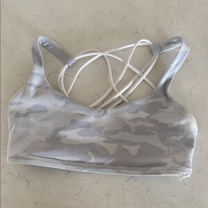 Lululemon Free to be Wild Gray Camo Sports Bra with Strappy Back